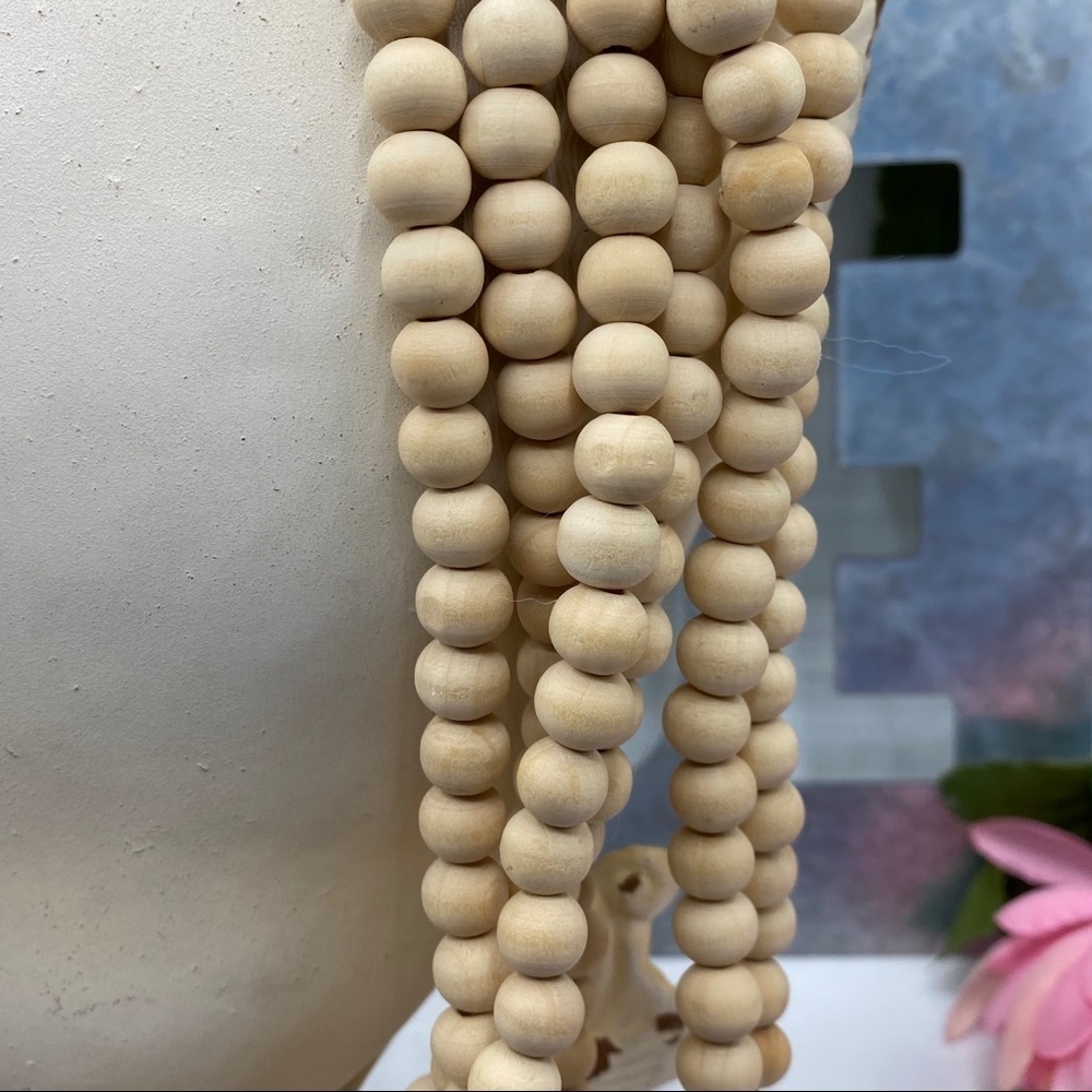 Jane 3tier Wood Bead purple Tassel Necklace - Picture 4 of 10